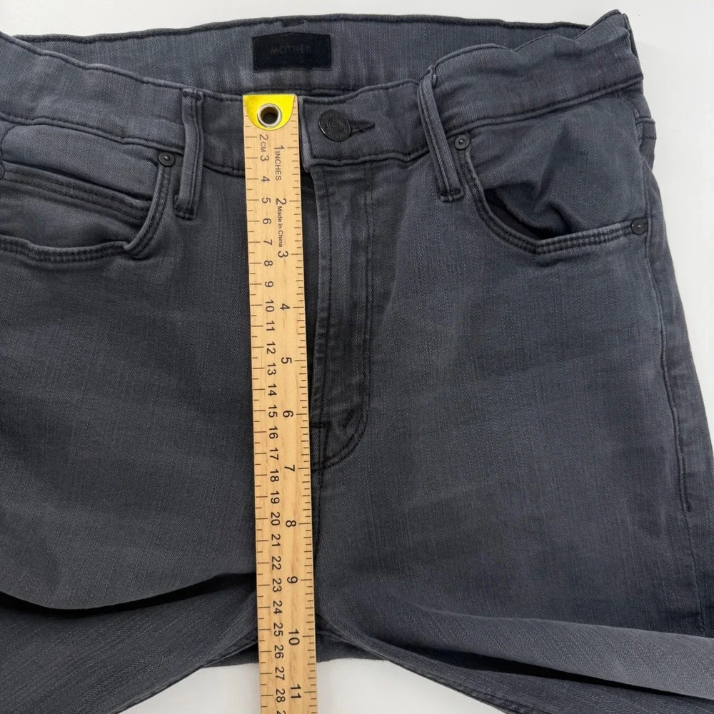 Mother The Mid Rise Dazzler Ankle Step Fray Jeans Women 29 Dark Grey